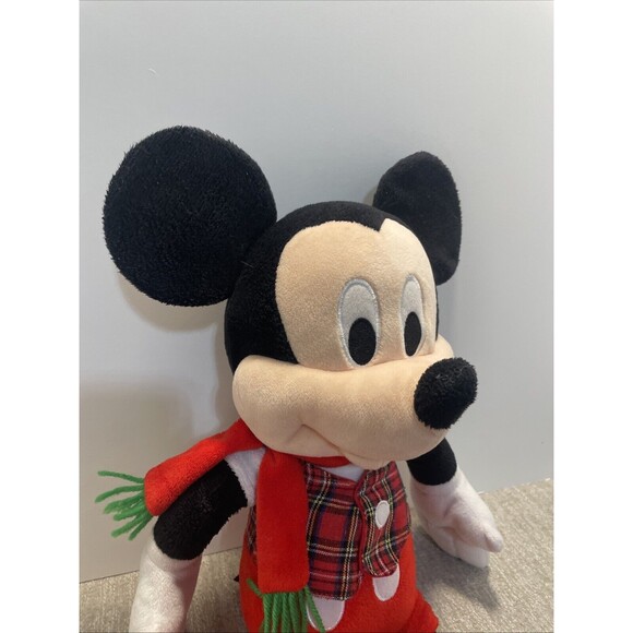 Disney Mickey Mouse Plush Stuffed Plush Red Plaid Vest Red Scarf Just Play 18" - Picture 3 of 9